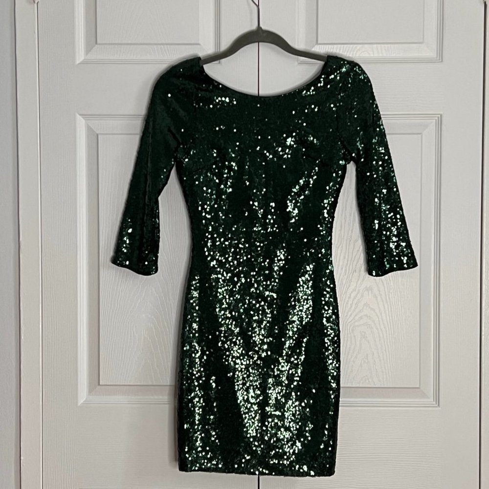 Green Sequin Mini Dress